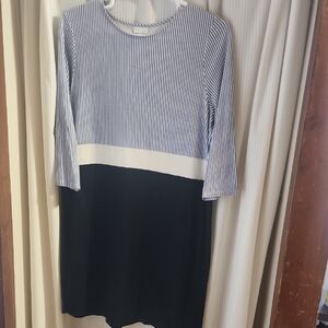 J. Jill Black and White Striped Long Sleeve Dress